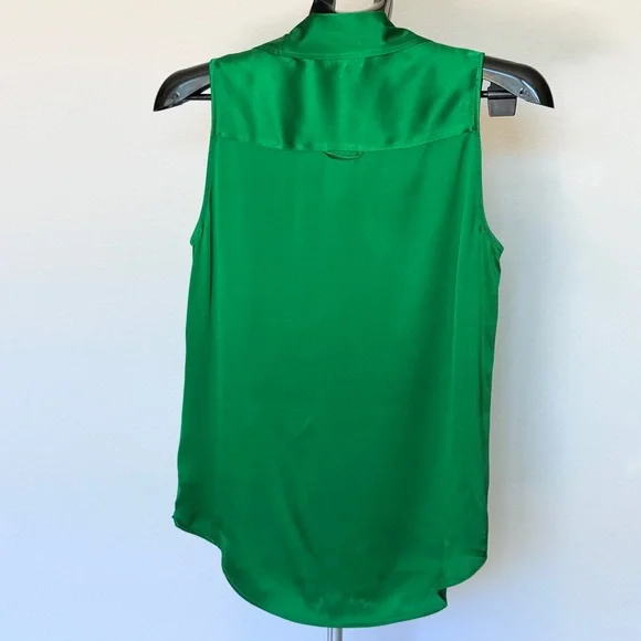 ☘️L’AGENCE☘️ Emmy Emerald Green 100% Silk Sleeveless Blouse - Picture 3 of 5